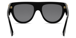 Shop FENDI Fendi First Acetate Black Irregular Sunglasses in Black online.