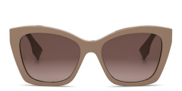 Shop FENDI Lettering Brown Square Sunglasses in Taupe online.