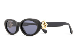 Shop FENDI FF Diamonds Black Oval Sunglasses in Black online.