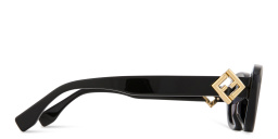 Shop FENDI FF Diamonds Black Oval Sunglasses in Black online.