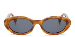 Shop FENDI FF Diamonds Oval Sunglasses in Havana online.