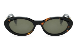 Shop FENDI FF Diamonds Oval Sunglasses in Dark Havana online.