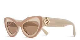 FENDI FF Diamonds Brown Cat-Eye Sunglasses in Beige – Product Photo 2