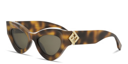 Shop FENDI FF Diamonds Cat-Eye Sunglasses in Tortoise online.