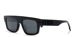 Shop FENDI Fendigraphy Brown Rectangular Sunglasses in Black online.