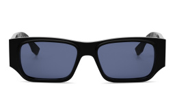 FENDI FF Squared Grey Rectangular Sunglasses in Black – Product Photo 1