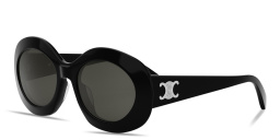 Shop CELINE Triomphe Black Round Sunglasses in Black online.