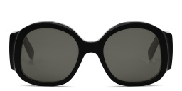 Shop CELINE Maxi Triomphe Black Round Sunglasses in Black online.