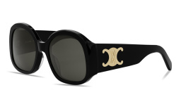 Shop CELINE Maxi Triomphe Black Round Sunglasses in Black online.