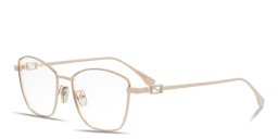 Shop FENDI Baguette Rose Irregular Eyeglasses in Rose Gold online.