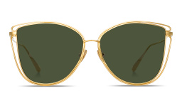 Shop LINDA FARROW Dinah Oversized Cat-Eye Sunglasses in Yellow Gold online.