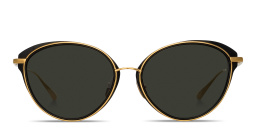 Shop LINDA FARROW Song Cat-Eye Sunglasses in Black Gold online.
