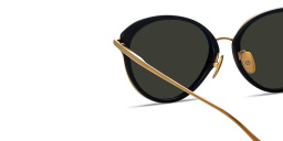 Shop LINDA FARROW Song Cat-Eye Sunglasses in Black Gold online.