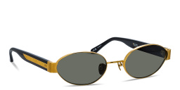 Shop LINDA FARROW Sadie Unisex Oval Sunglasses in Yellow Gold online.