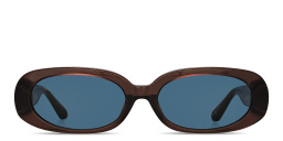Shop LINDA FARROW Cara Oval Sunglasses in Transparent Brown online.