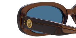 Shop LINDA FARROW Cara Oval Sunglasses in Transparent Brown online.