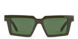 Shop OFF WHITE Windsor Unisex Rectangle Sunglasses in Green online.