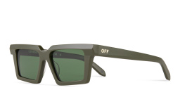 Shop OFF WHITE Windsor Unisex Rectangle Sunglasses in Green online.