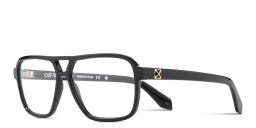 Shop OFF WHITE Arrows Logo Unisex Wide Aviator Eyeglasses in Black online.