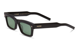 Shop VALENTINO V-Sharp Unisex Rectangle Sunglasses in Black online.