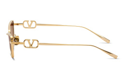 Shop VALENTINO VLogo Sign Cat-Eye Sunglasses in Gold online.