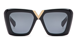 Shop VALENTINO V-Gold II Oversized Square Sunglasses in Black online.