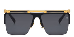 Shop BALMAIN Triomphe Unisex Half-Rim Aviator Sunglasses in Black online.