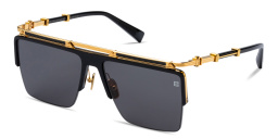 Shop BALMAIN Triomphe Unisex Half-Rim Aviator Sunglasses in Black online.