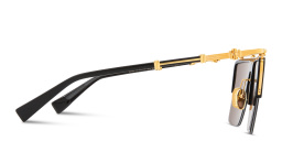 Shop BALMAIN Triomphe Unisex Half-Rim Aviator Sunglasses in Black online.