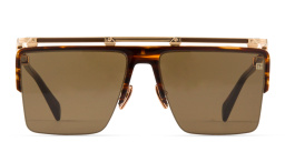 Shop BALMAIN Triomphe Unisex Half-Rim Aviator Sunglasses in Brown online.