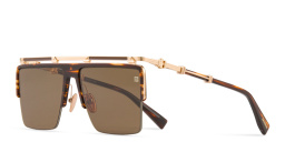 Shop BALMAIN Triomphe Unisex Half-Rim Aviator Sunglasses in Brown online.