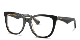 Shop BURBERRY The Essentials Square Eyeglasses in Top Black On Vintage Check online.