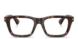 Shop BURBERRY Logo-Engraved Rectangle Eyeglasses in Dark Havana online.