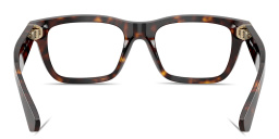 Shop BURBERRY Logo-Engraved Rectangle Eyeglasses in Dark Havana online.