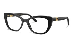 Shop Dolce & Gabbana DG Motif Cat-Eye Eyeglasses in Black online.