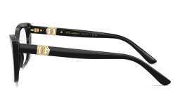 Shop Dolce & Gabbana DG Motif Cat-Eye Eyeglasses in Black online.