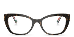 Shop Dolce & Gabbana DG Motif Cat-Eye Eyeglasses in Havana online.