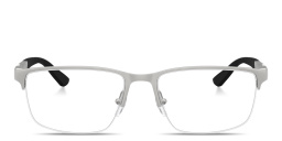 نظارات طبية موديرن بنصف إطار مستطيل واسع من امبوريو أرماني بلون فضي مطفي - صورة المنتج 1