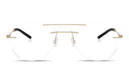 Shop Moncler Logo Signature Unisex Wide Rimless Irregular Eyeglasses in Matte Gold online.