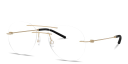 Shop Moncler Logo Signature Unisex Wide Rimless Irregular Eyeglasses in Matte Gold online.