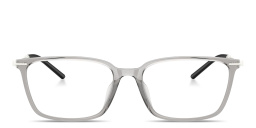 Shop Moncler Logo Signature Unisex Wide Rectangle Eyeglasses in Grey online.