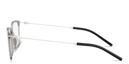 Shop Moncler Logo Signature Unisex Wide Rectangle Eyeglasses in Grey online.