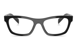 Shop PRADA Triangle Logo Cat-Eye Eyeglasses in Black online.