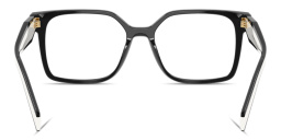 Shop PRADA Logo Signature Rectangle Eyeglasses in Black online.