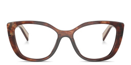 Shop PRADA Logo Signature Cat-Eye Eyeglasses in Havana Caramel online.