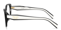 Shop PRADA Logo Signature Cat-Eye Eyeglasses in Black online.