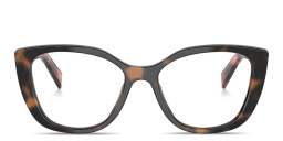 Shop PRADA Logo Signature Cat-Eye Eyeglasses in Mauve Tortoise online.