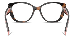 Shop PRADA Logo Signature Cat-Eye Eyeglasses in Mauve Tortoise online.
