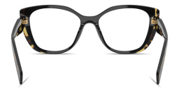 Shop PRADA Logo Signature Cat-Eye Eyeglasses in Black & Tortoise online.