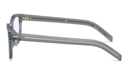 Shop PRADA Engraved Logo Wide Rectangle Eyeglasses in Transparent Ocean online.